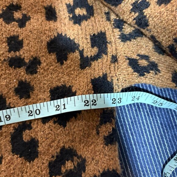 Old Navy Womens M Sweater Brown Black Leopard Animal Print Knit Boho Fall Cozy - Picture 5 of 7
